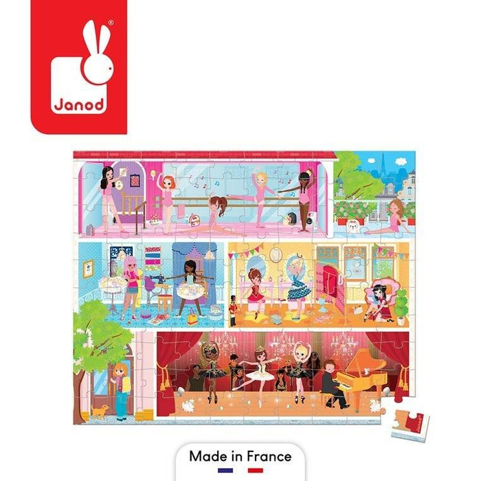 Puzzle w walizce Akademia tańca 100 elementów 6+ Made in France Janod J02616