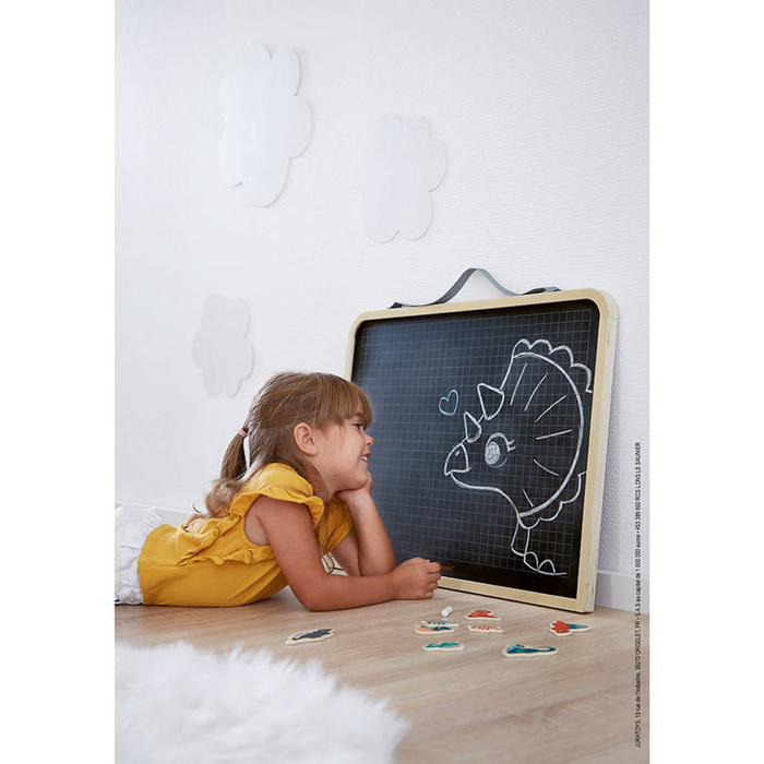 Magnetyczna tablica drewniana dwustronna z akcesoriami Janod J09635