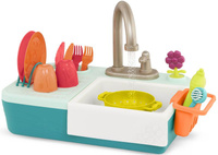 Zlew z działającym kranem i akcesoriami dla dzieci Splash-n-Scrub Sink B.Toys BX2070 zabawa w kuchnię