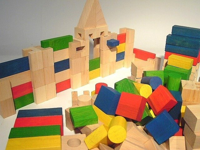 Klocki drewniane z literkami dla dzieci, 210 el., zabawki konstrukcyjne