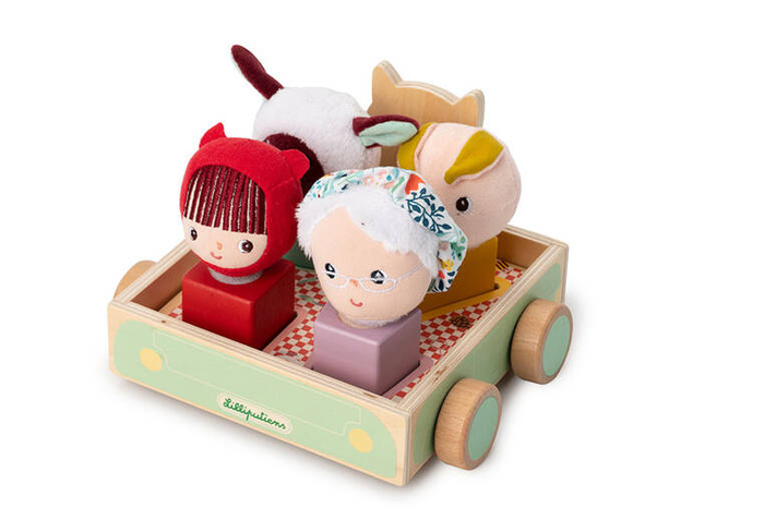 Drewniany wózek multifunkcyjny z sorterem do ciągnięcia Wilk Louis 83470 LILLIPUTIENS