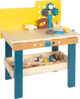 Wielofunkcyjny drewniany stół warsztatowy z imadłem i schowkiem Workshop Small Foot 12558 narzędzia dla dzieci