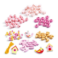 Drewniany zestaw do tworzenia biżuterii Ptaki 450 el DJ09809-Djeco, biżuteria dla dzieci