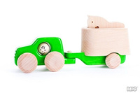 Samochód Toyota z przyczepką dla konia, 46450-Bajo, zabawki drewniane