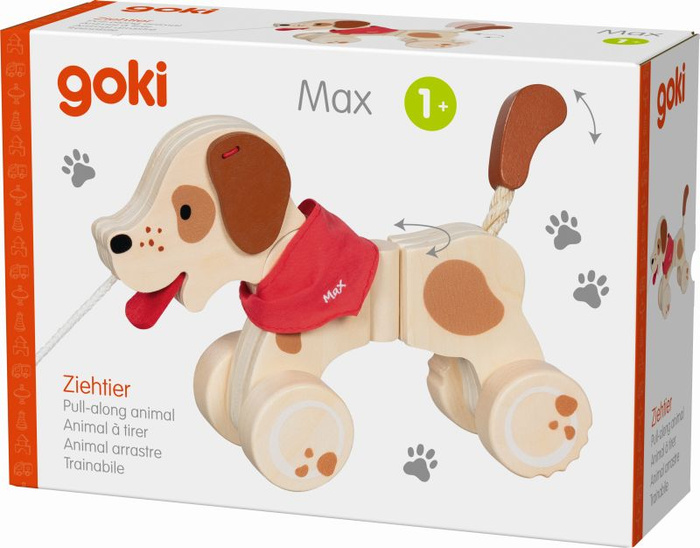 Drewniany pies Max do ciągnięcia na sznurku Goki 54854