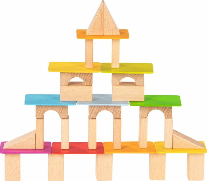 Klocki drewniane dla najmłodszych Tęczowe płytki 58736-Goki, zabawki kreatywne