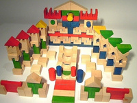 Klocki drewniane z literkami dla dzieci, 280 el., zabawki konstrukcyjne