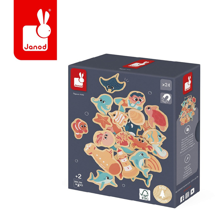 Magnesy drewniane Podwodny świat 24 szt. Janod J09649