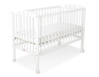 Łóżeczko drewniane z kółkami mobilne Białe gwiazdeczki, 500207ZK-Bobono