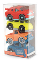 Komplet 4 małych autek z wyścigówką i radiowozem Mini Riders Wonder Wheels Battat BT1045Z