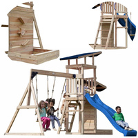 Wielofunkcyjny drewniany Plac Zabaw Malik AXI A030.502.00 Huśtawki Zjeżdżalnia Wieża Piaskownica do zabawy dla dzieci