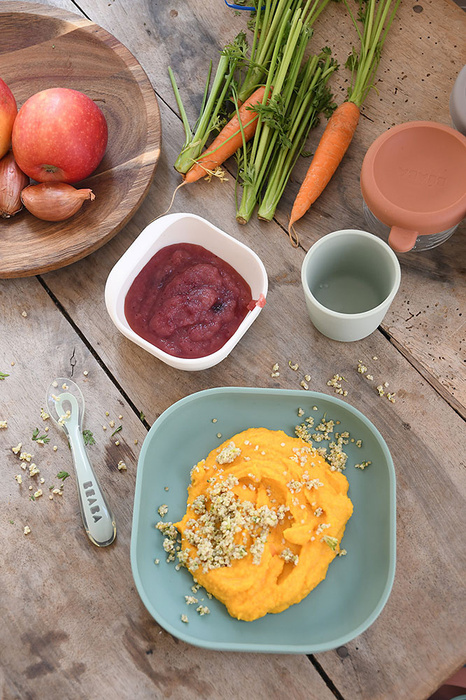 Silikonowe naczynia dla dzieci Zestaw z przyssawką Sage Green Beaba 913592