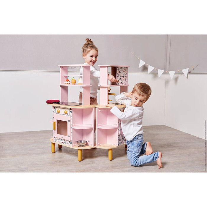 Dwustronna drewniana kuchnia Twist z 8 akcesoriami Janod J06616