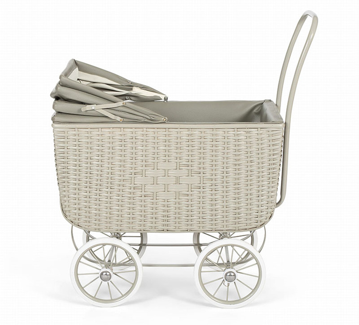Wózek retro dla lalek Doll Pram Retro Rattan Grey Astrup 84176