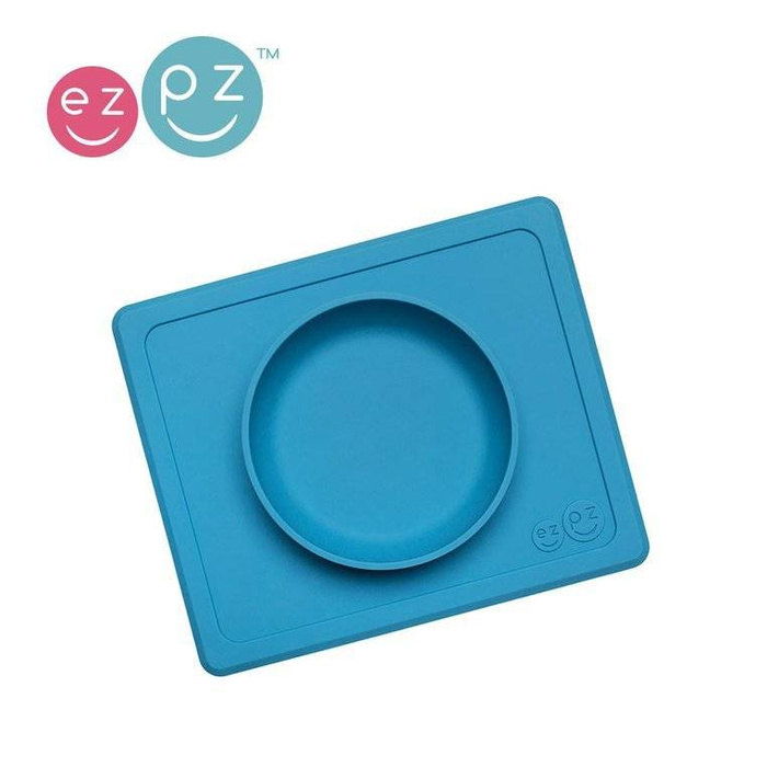 Silikonowa miseczka z podkładką 2w1 Mini Bowl niebieska EUMBB003-EZPZ, naczynia dla dzieci