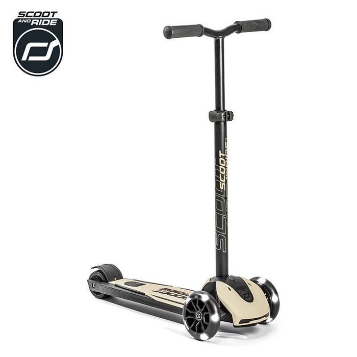 Zestaw SCOOTANDRIDE Kask + Highwaykick 5 LED Hulajnoga trójkołowa balansowa ze świecącymi kółkami 5+ Ash