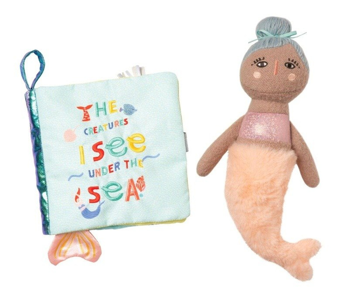 Zestaw dla niemowlaka Miękka książeczka z lalką Syrenka 158390-Manhattan Toy, zabawki dla niemowląt