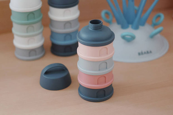 Pojemniki na mleko w proszku 4 komory mineral grey pink Beaba 911712