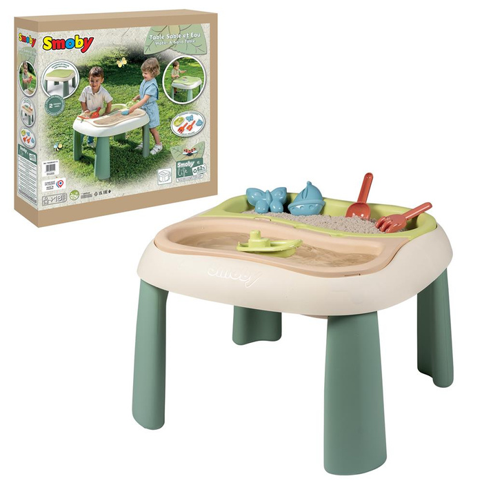 Stolik do zabawy wodą i piaskiem Smoby 840111 z akcesoriami ogrodowymi kreatywna zabawa na świeżym powietrzu