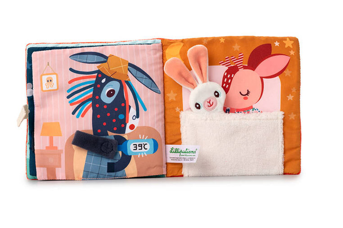 Miękka książeczka aktywizująca z mini-komforterem sarenka Stella i jej przytulanka 83491 Lilliputiens