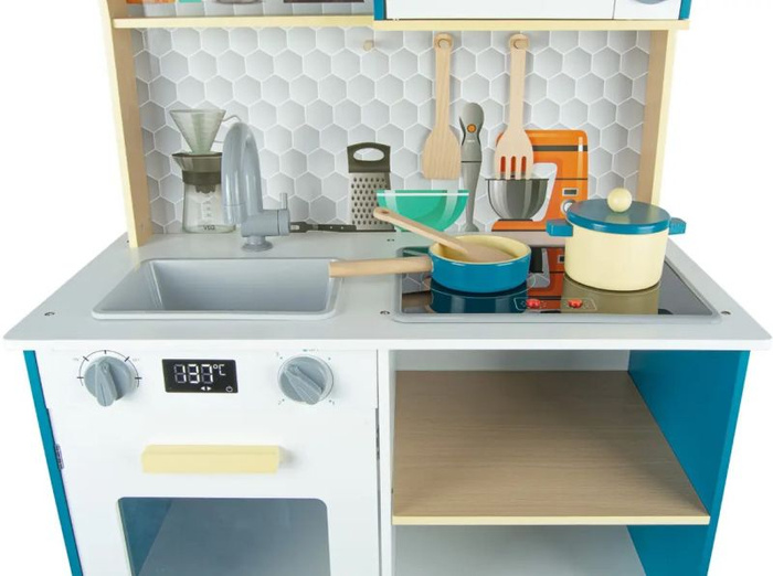 Kuchnia drewniana dla dzieci Plastry miodu, efekty dźwiękowe i świetlne
