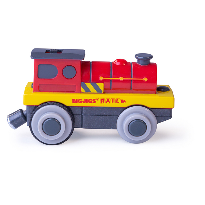 Lokomotywa z napędem Might Red Loco BJT309-Bigjigs Rail, kolejki z napędem
