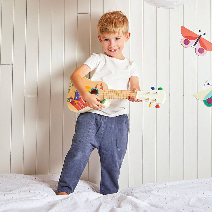 Drewniane ukulele Gioia zabawka rozwijająca słuch J07652 Janod