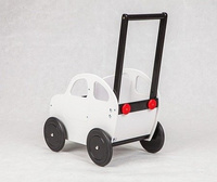 Biały samochód - drewniany wózek na zabawki