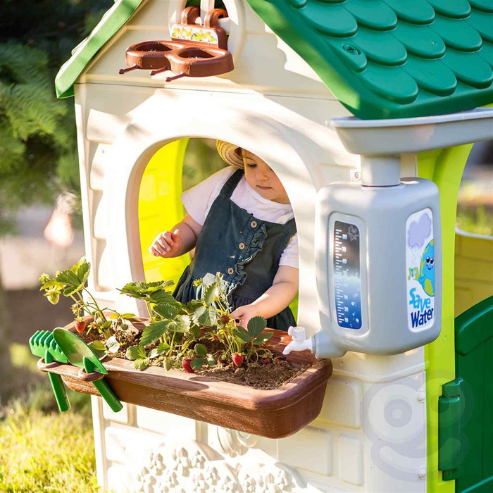 Domek ogrodowy Eco FEBER 13004 Karmnik Segregacja odpadów Imitacja panelu słonecznego do kratywnej zabawy dla dzieci