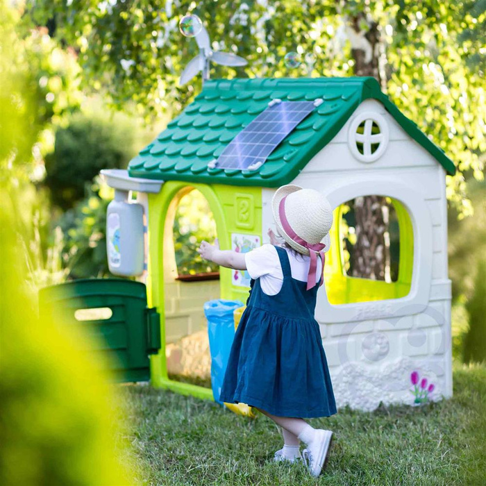 Domek ogrodowy Eco FEBER 13004 Karmnik Segregacja odpadów Imitacja panelu słonecznego do kratywnej zabawy dla dzieci