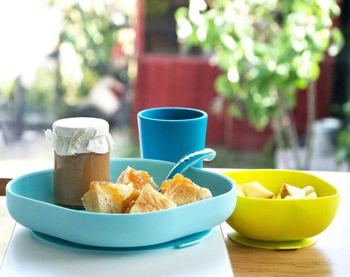 Beaba Komplet naczyń z silikonu blue 913428- Beaba, naczynia dla najmłodszych