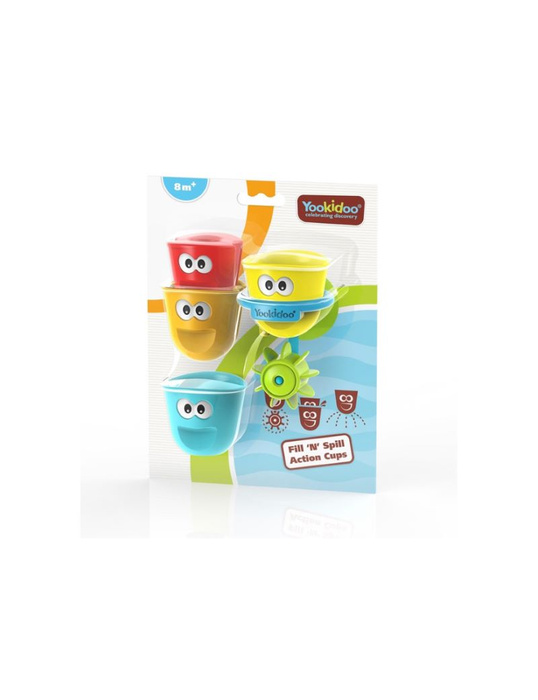 Kolorowe kubeczki do lania wody z różnymi efektami Yookidoo YO40261___BL Zabawki do kąpieli