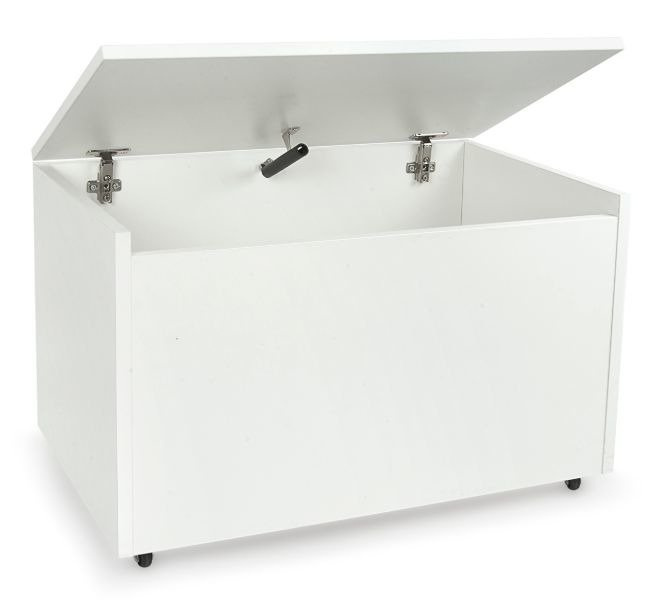 Drewniana skrzynia na zabawki i ławka z kółkami jezdnymi XXL White 2w1