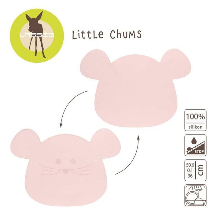 Silikonowa podkładka Little Chums Mysz różowa 1310034755-Lassig, akcesoria do karmiena