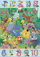 ,,Dżungla 1 do 10" - kartonowe puzzle gigant 54 el DJ07148-Djeco, układanki i puzzle dla dzieci
