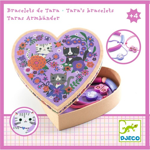Bransoletki w ozdobnym pudełku TARA Djeco DJ05566 Biżuteria dla dziewczynek z motywem kotków