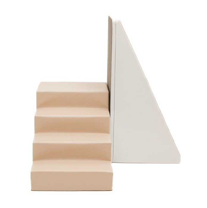 Klocki piankowe schodki i ślizg IGLU Soft Play Slider zestaw beżowo biały SET_01X_26 domowy plac zabaw