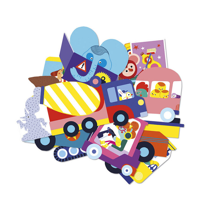 Duże naklejki wielorazowe 50 sztuk Pojazdy Janod J09191