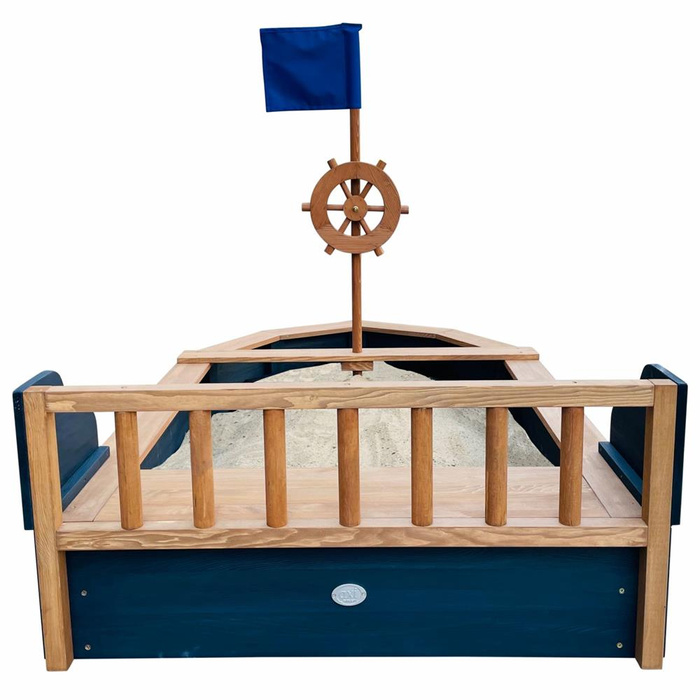 Drewniana Piaskownica Doris Boat AXI A031.045.00 Statek dla dzieci ze schowkiem pokrowcem i kołem sterowym