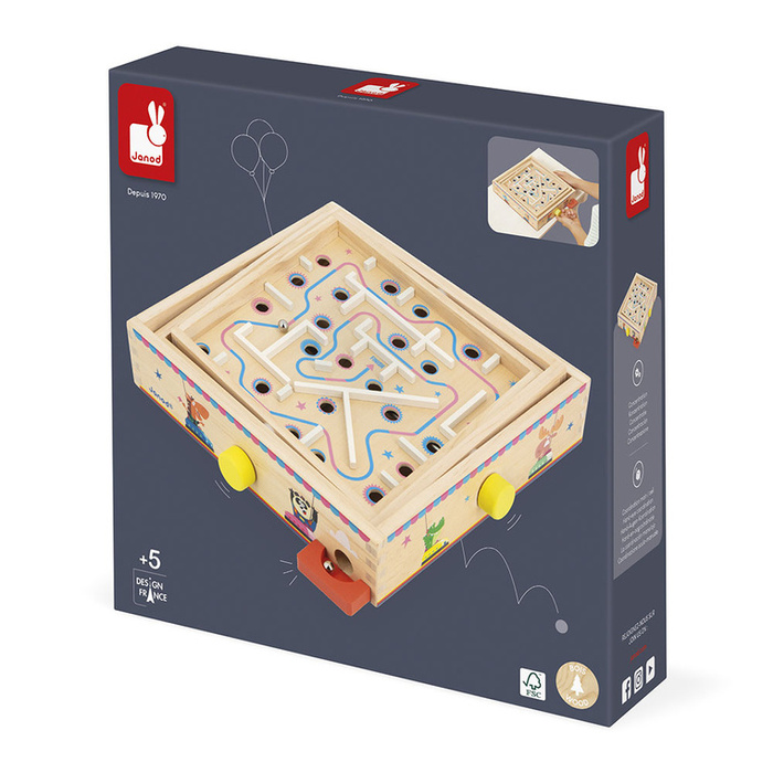 Gra zręcznościowa Labirynt Ball Maze Applepop Janod J03371 drewniane zabawki dla dzieci