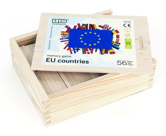 Drewniane memo Flagi Europy 99630PL-Bajo, gry pamięciowe