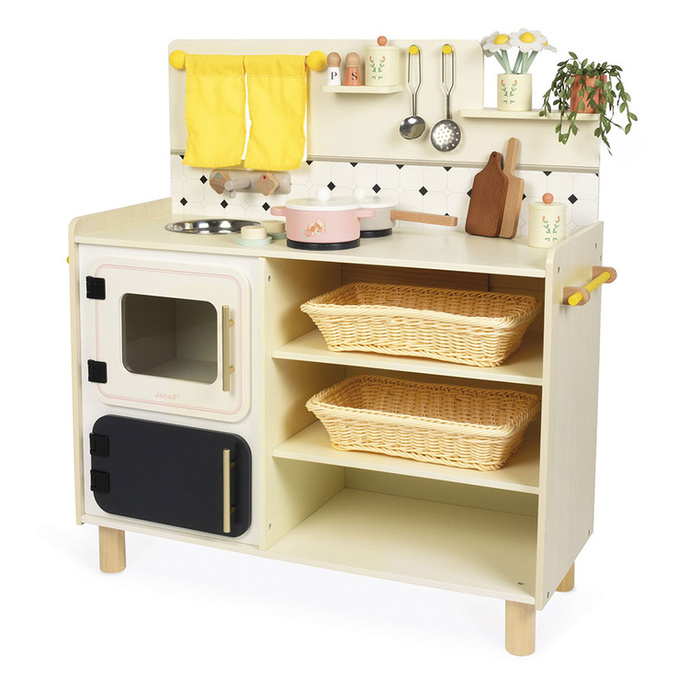 Duża kuchnia drewniana dla dzieci z 19 akcesoriami Shiny Grandma Janod J06642