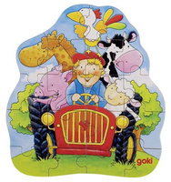 Puzzle konturowe 3 pojazdy straż koparka traktor 57518-Goki