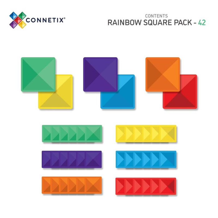 Klocki magnetyczne Rainbow Square Pack 42 el Connetix 00042-SQ