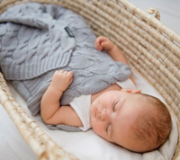 Kocyk z wełny Merino szary LL6647-Lullalove, wyprawka dla niemowlaka