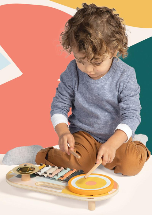 Zestaw muzyczny dla dzieci z drewna Beats to Go 159120-Manhattan Toy, instrumenty dla dzieci