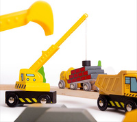 Zestaw drewnianych samochodów budowlanych do kolejki dla dzieci BJT065 Bigjigs Rail