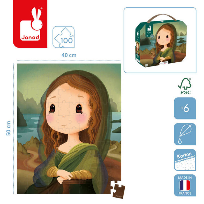 Puzzle w walizce Obraz inspirowany twórczością da Vinci 100 elementów Janod J02579