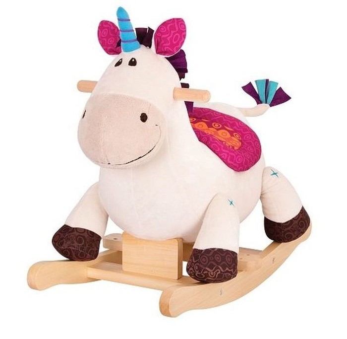 Pluszowy koń na biegunach jednorożec Rodeo Rocker Dilly Dally B.Toys BX1660Z