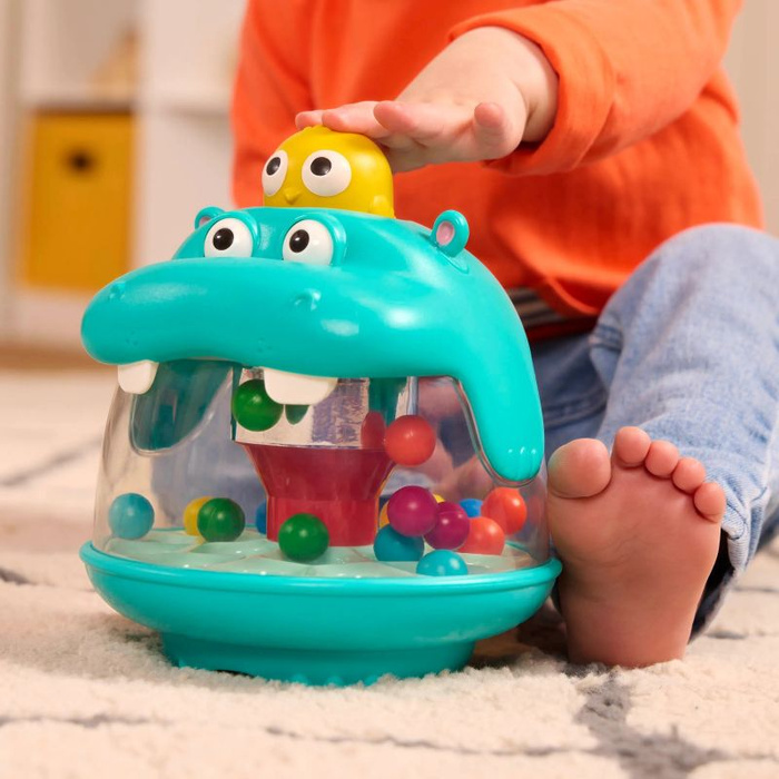 Zabawka sensoryczna Hipopotam z wirującymi kuleczkami Party Pop Hippo Battat
